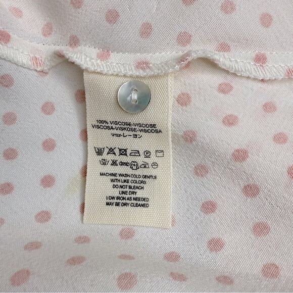 FREE PEOPLE Love Street Pink Ivory Polka Dot Long Sleeve Top Size L - Picture 11 of 15